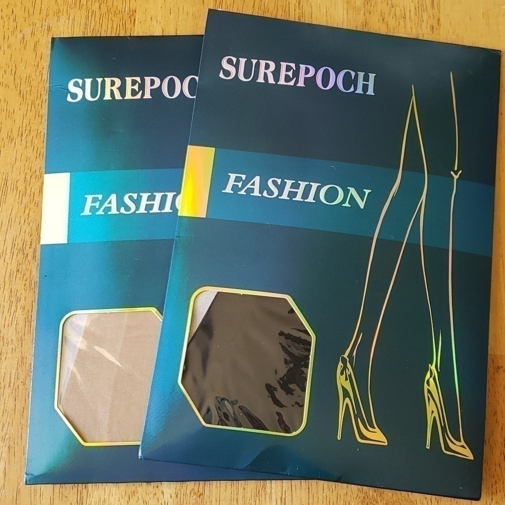 Surepoch Fashion Panty hose 2 pair Nude and Black NEW New in package Size B+